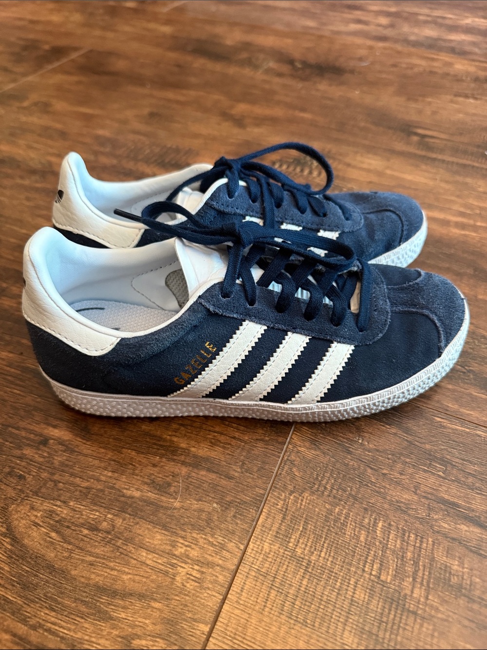 adidas Gazelle Youth Suede Sneakers - Navy & White